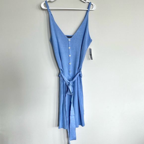 NEW Baby Blue Ribbed Mini Dress - Picture 1 of 9